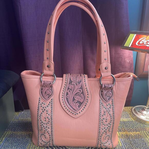Montana West Handbags - Montana West Pink Shoulder Bag with Studded Design